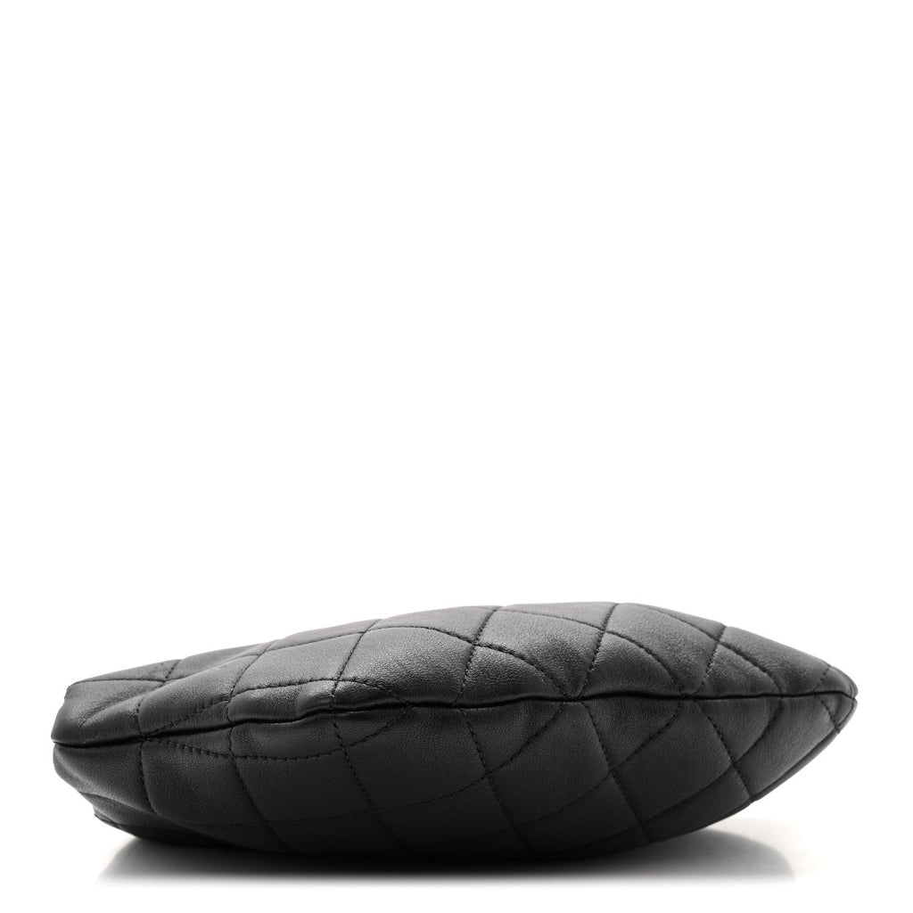 Chanel Lambskin Quilted Pearl Crown Clutch Bag Black