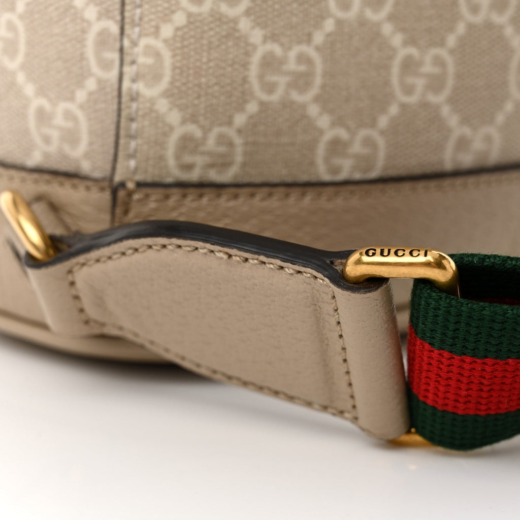 Gucci GG Supreme Monogram Azalea Calfskin Retro Interlocking G Buckle Backpack Beige Mystic White
