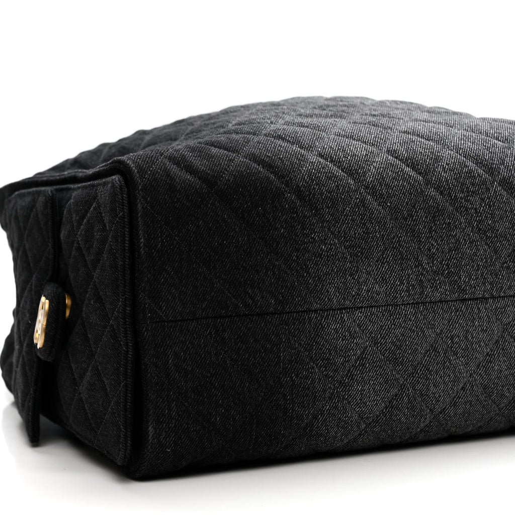 Chanel Washed Denim Quilted Large Chanel 25 Handbag Black