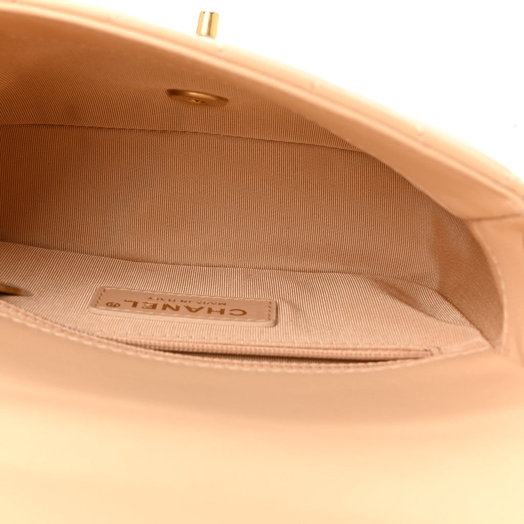 Chanel Lambskin Quilted CC Coin Flap Bag Beige