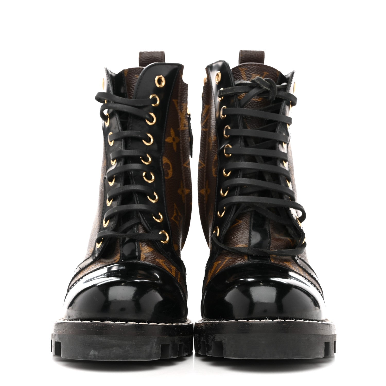 Louis Vuitton Patent Calfskin Monogram Star Trail Ankle Boots 36 Black