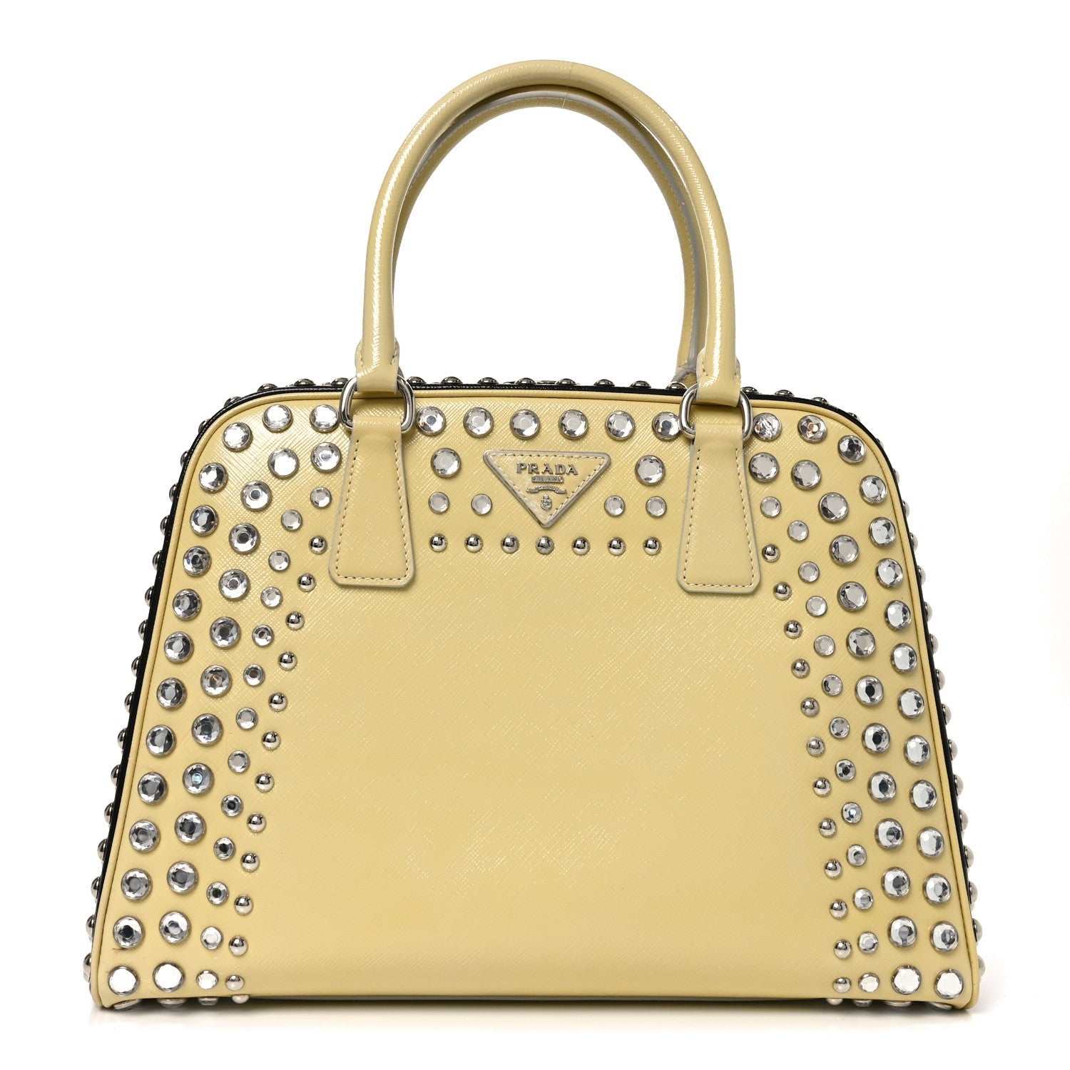 Prada Saffiano Lux Crystal Pyramid Bag Talco Black