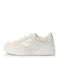 Gucci Calfskin GG Tennis Embossed Perforated Womens Platform 55mm Sneakers 40.5 Great White