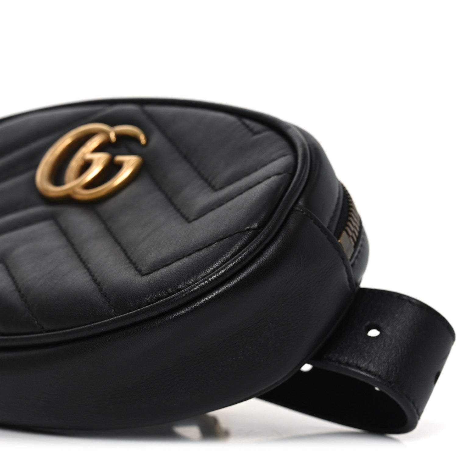 Gucci Calfskin Matelasse GG Marmont Belt Bag 85 34 Black