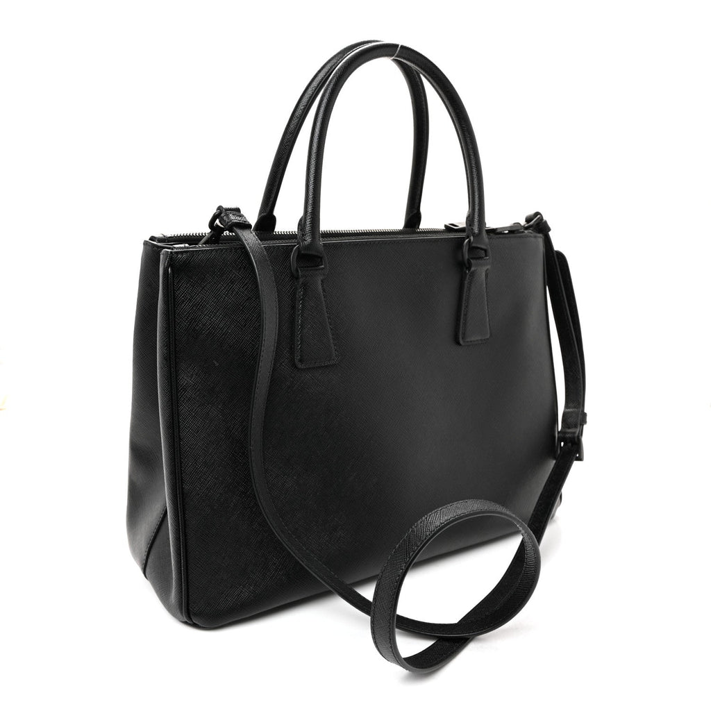 Prada Saffiano Lux Monochrome Large Galleria Double Zip Tote Black