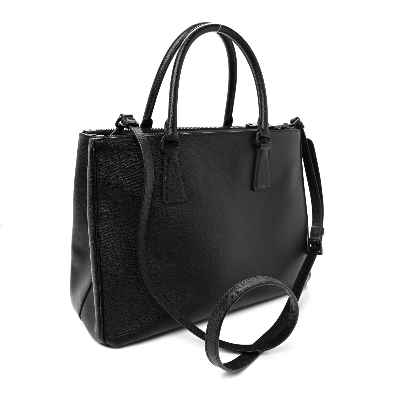 Prada Saffiano Lux Monochrome Large Galleria Double Zip Tote Black