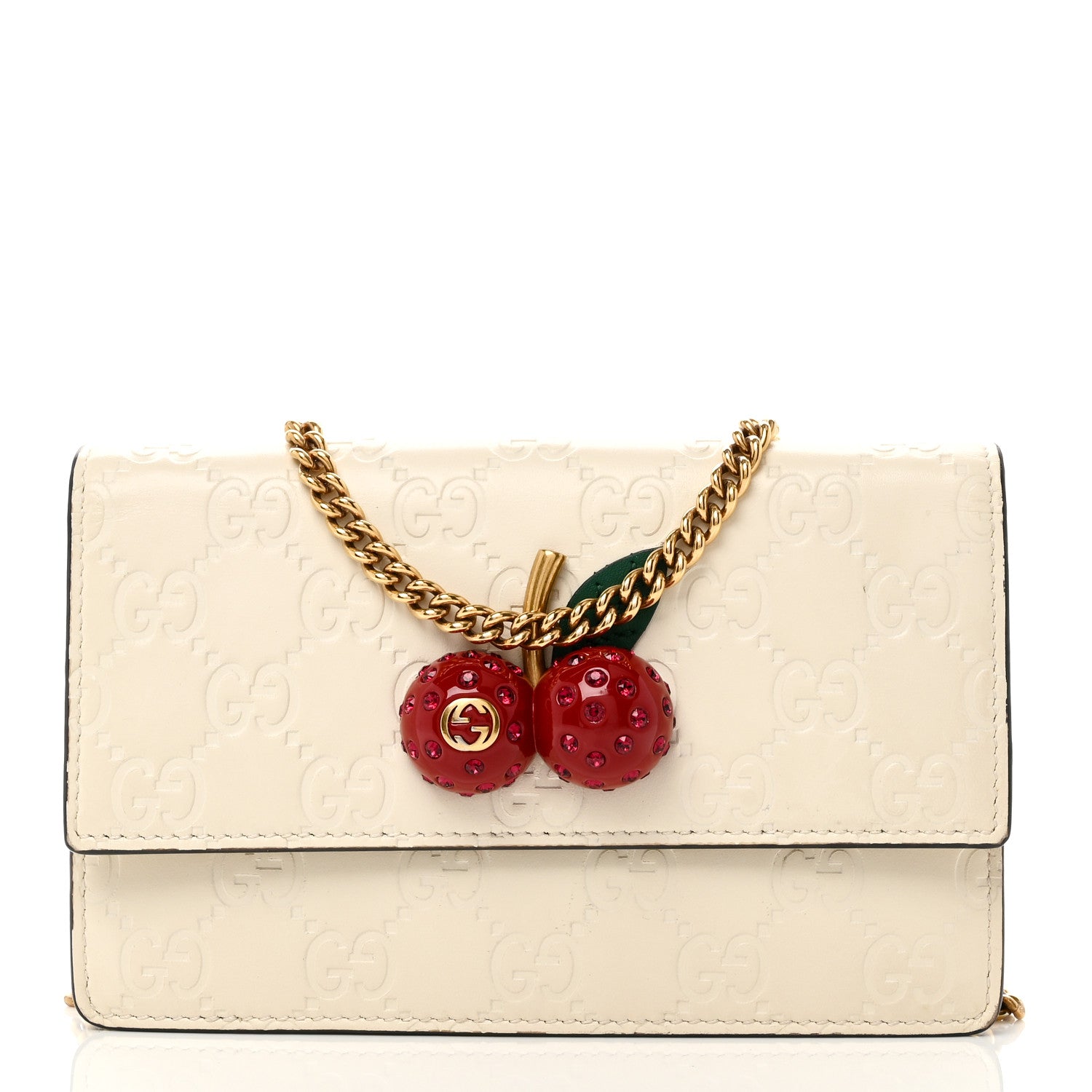 Gucci Guccissima Mini Cherry Chain Bag White