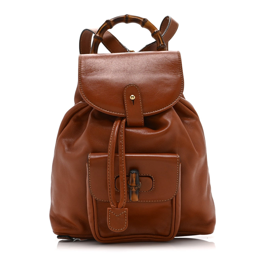 Gucci Calfskin Bamboo Mini Backpack Brown
