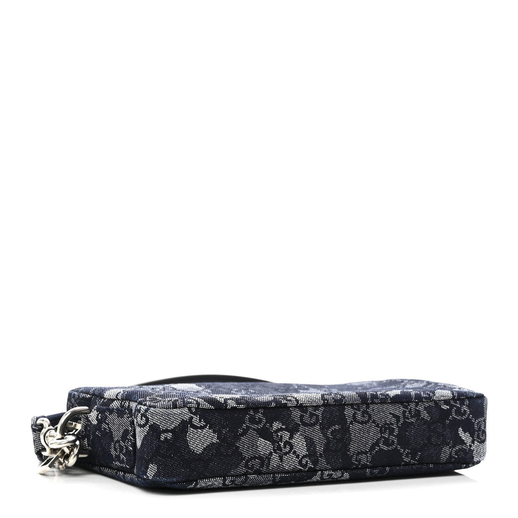 Gucci Denim GG Monogram Camouflage Small Crossbody Bag Blue