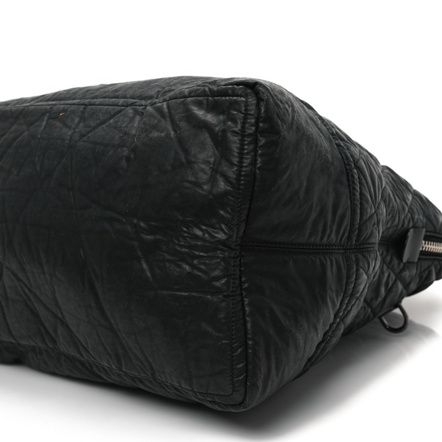 Chanel Coated Canvas Quilted Large Garment Travel Bag Black