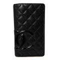 Calfskin Quilted Cambon Yen Wallet Black