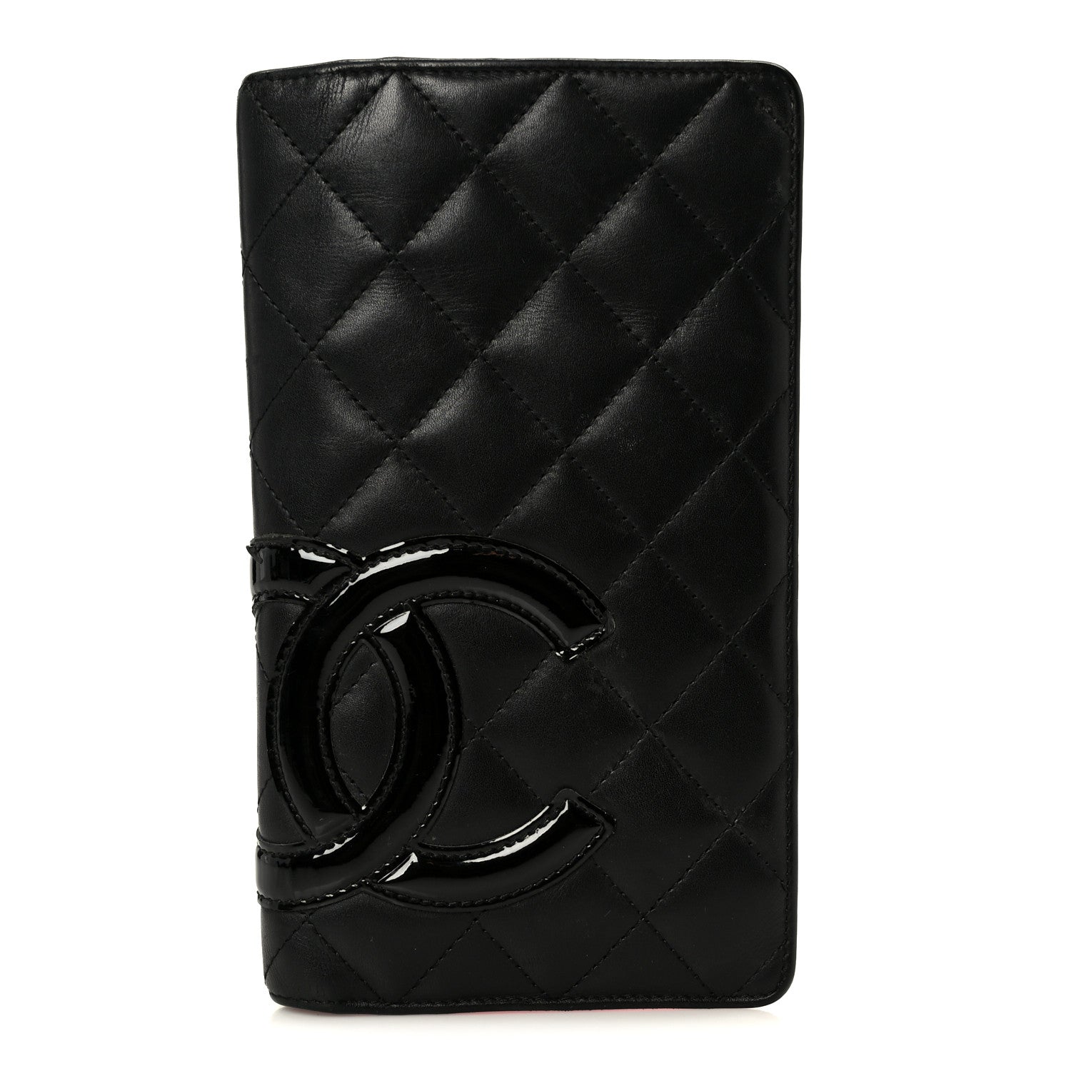 Calfskin Quilted Cambon Yen Wallet Black