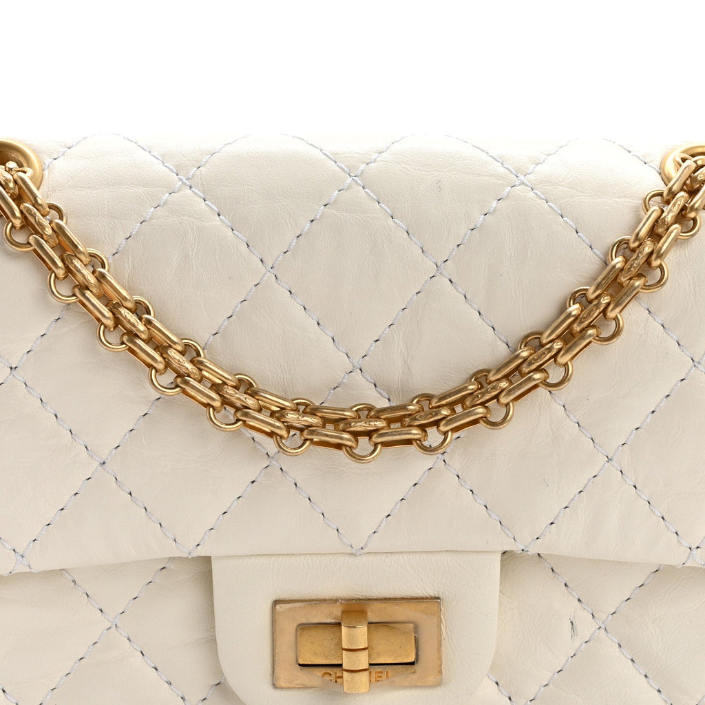 Chanel Aged Calfskin Quilted 2.55 Reissue Mini Flap White