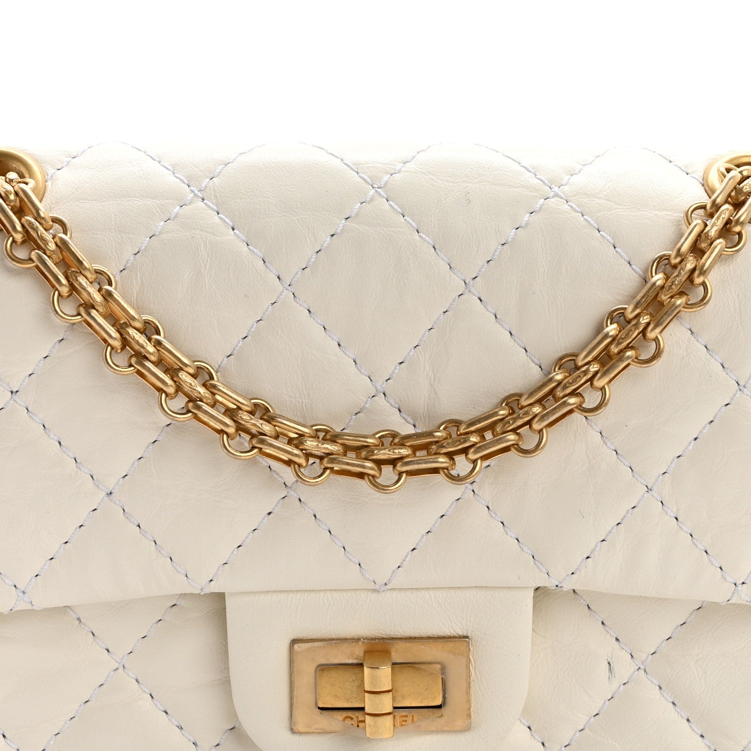Chanel Aged Calfskin Quilted 2.55 Reissue Mini Flap White
