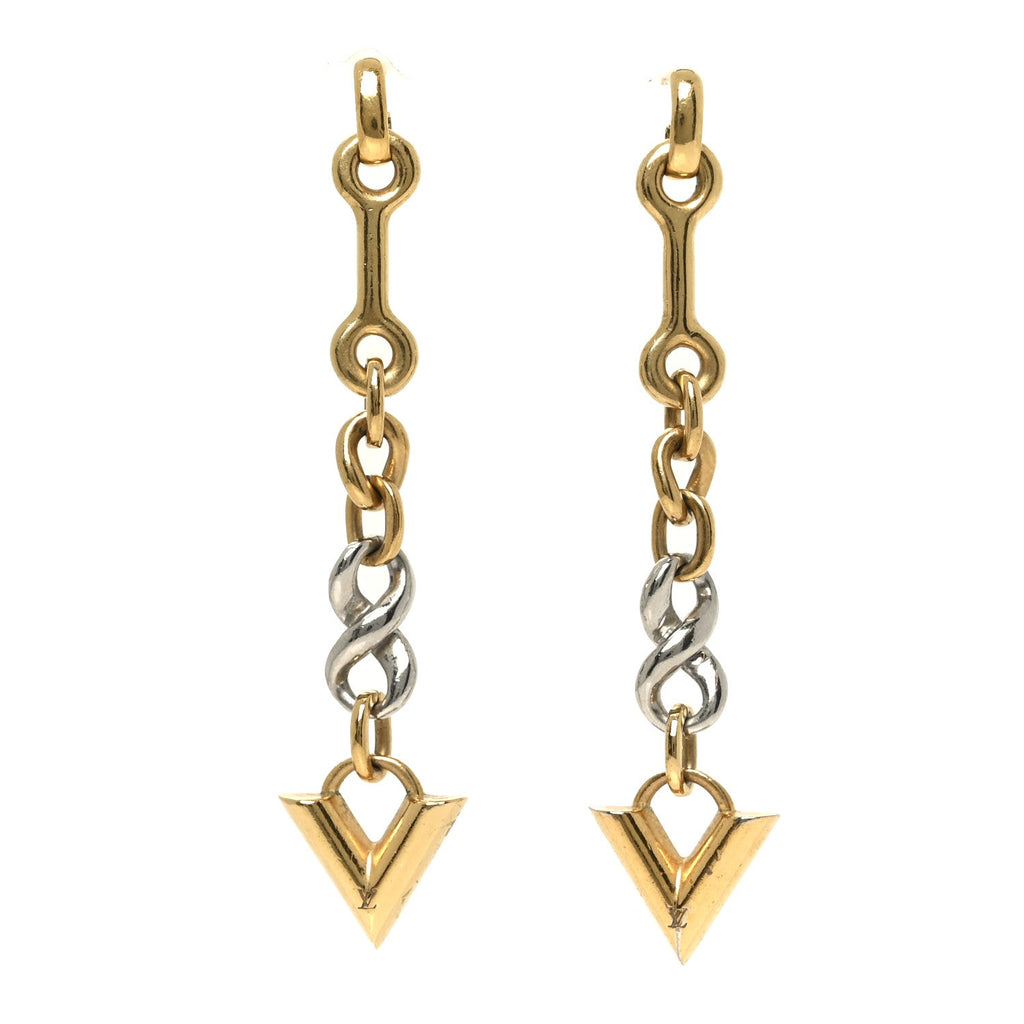 Louis Vuitton Essential V Dangle Earrings Gold Silver
