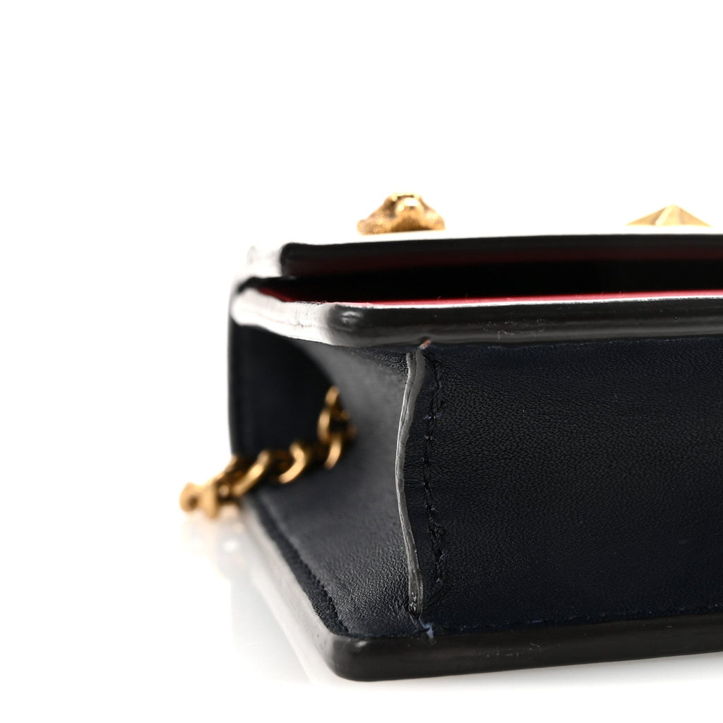 Gucci Calfskin Tiger Studded Chain Wallet Blue Agata Hibiscus Red Mystic White
