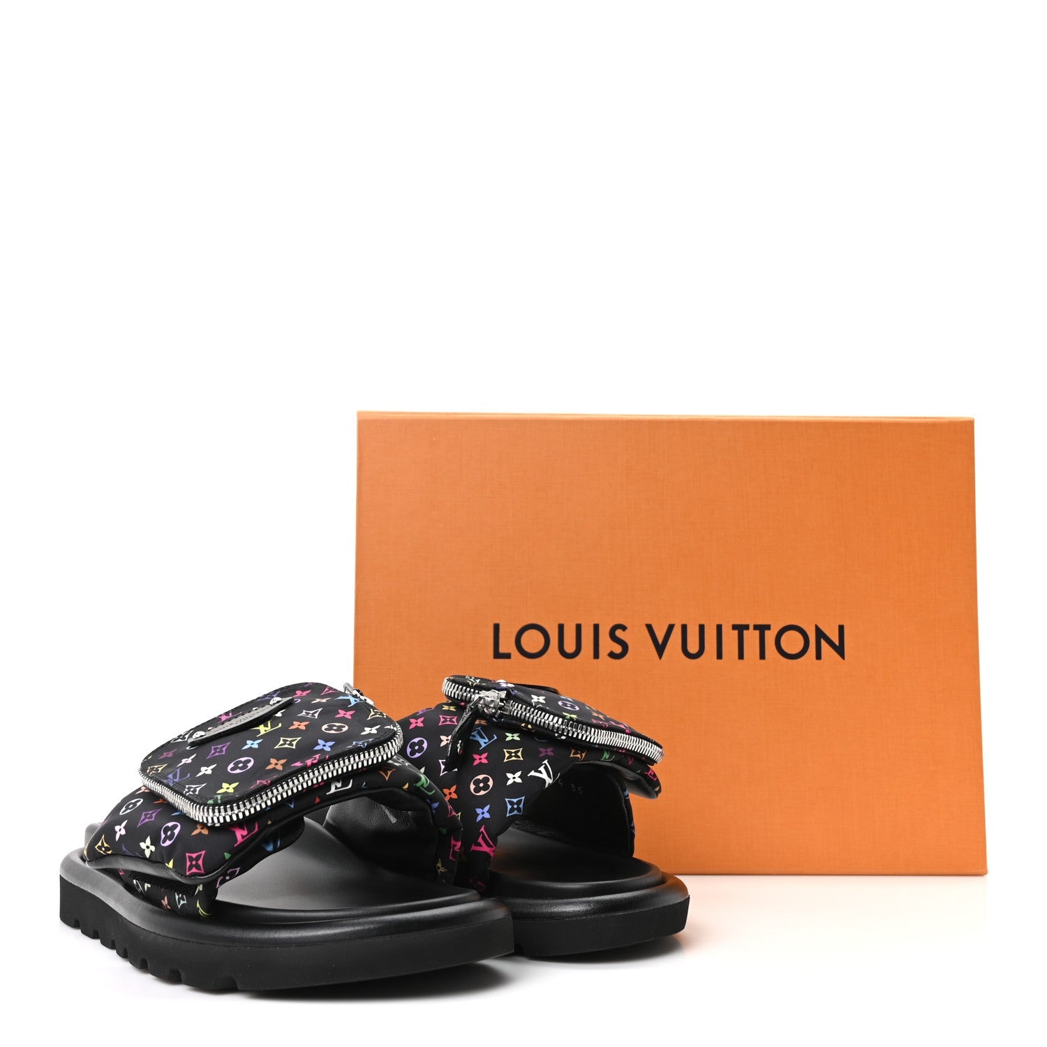Louis Vuitton LV X TM Monogram Multicolor Pool Pillow Flat Comfort Mule 35 Black