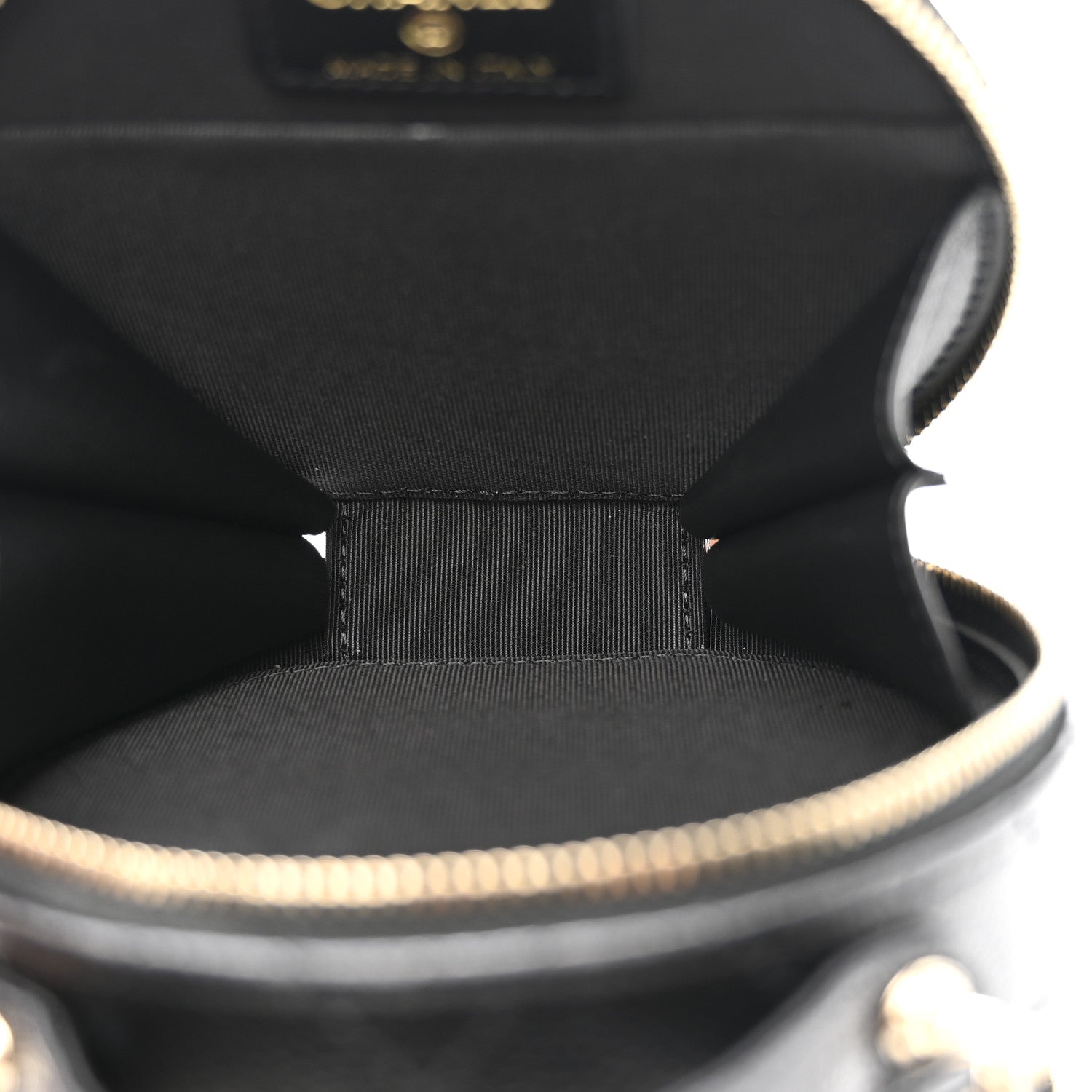 Chanel Caviar Quilted Round Handle With Care Vanity With Chain Black
