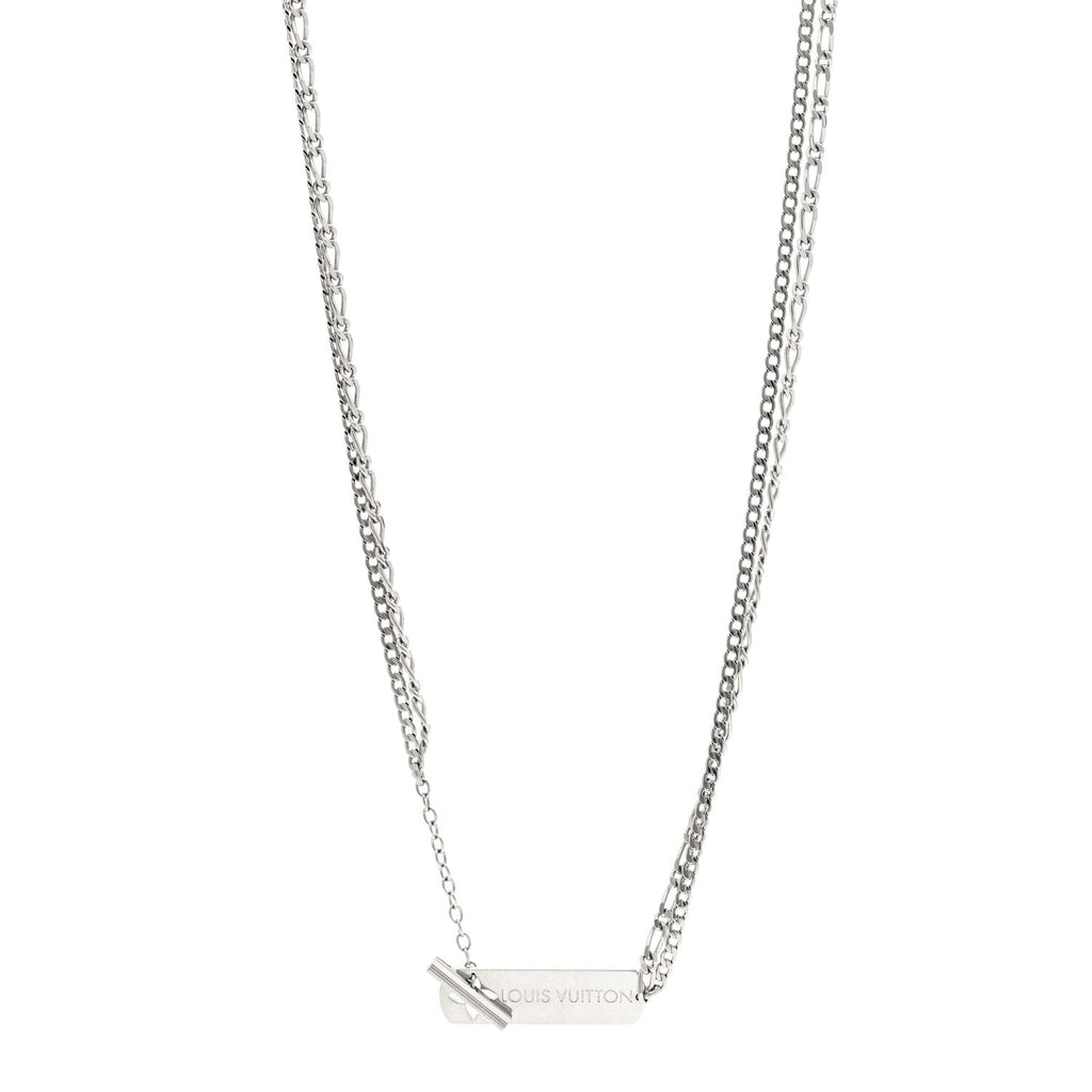 Louis Vuitton Metal Monogram Necklace Silver