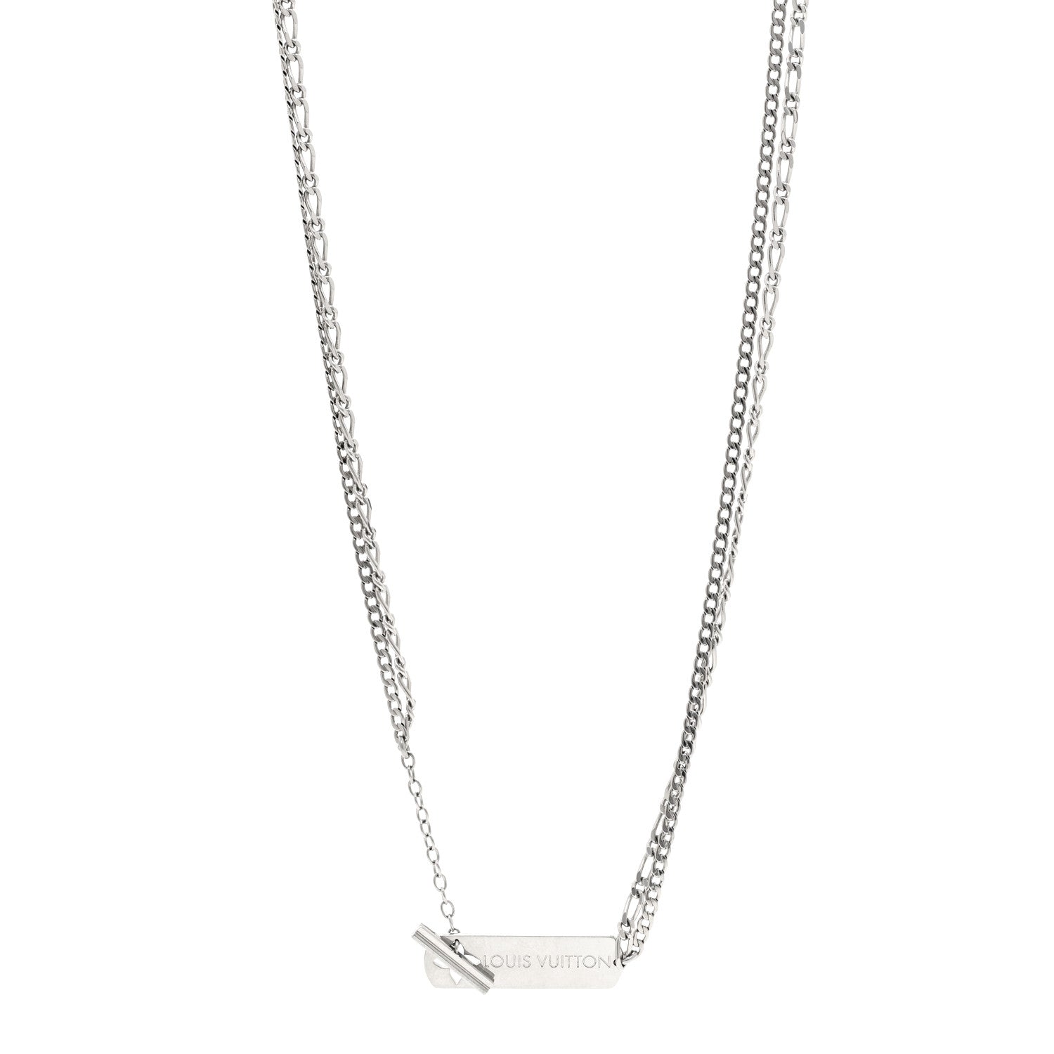 Louis Vuitton Metal Monogram Necklace Silver