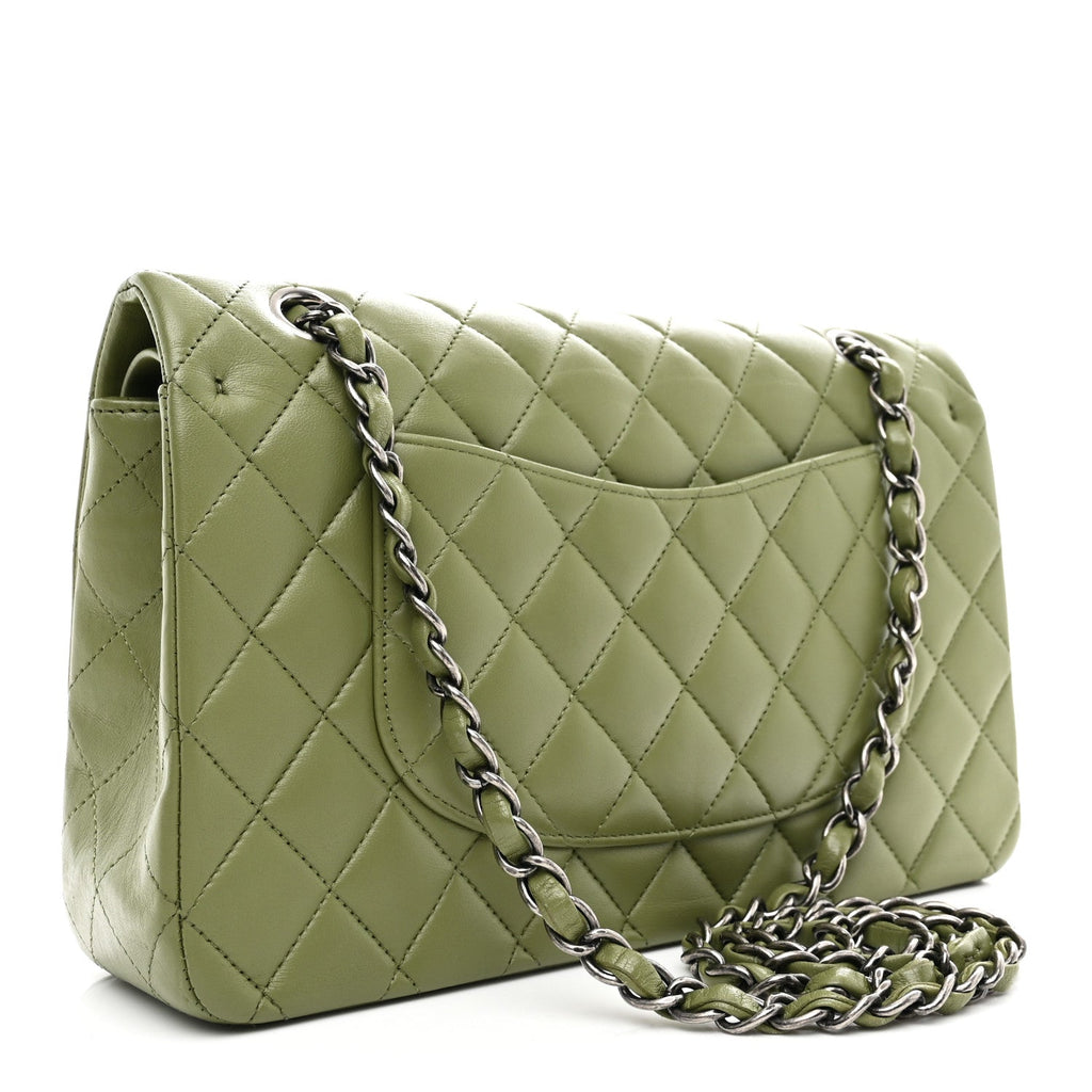 Chanel Lambskin Quilted Medium Double Flap Green