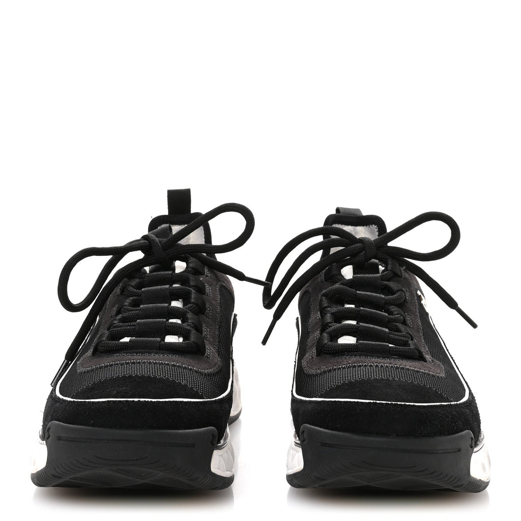 Chanel Velvet Calfskin Mixed Fibers CC Sneakers 39.5 Black