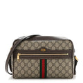 Gucci GG Supreme Monogram Web Small Ophidia Shoulder Bag Brown