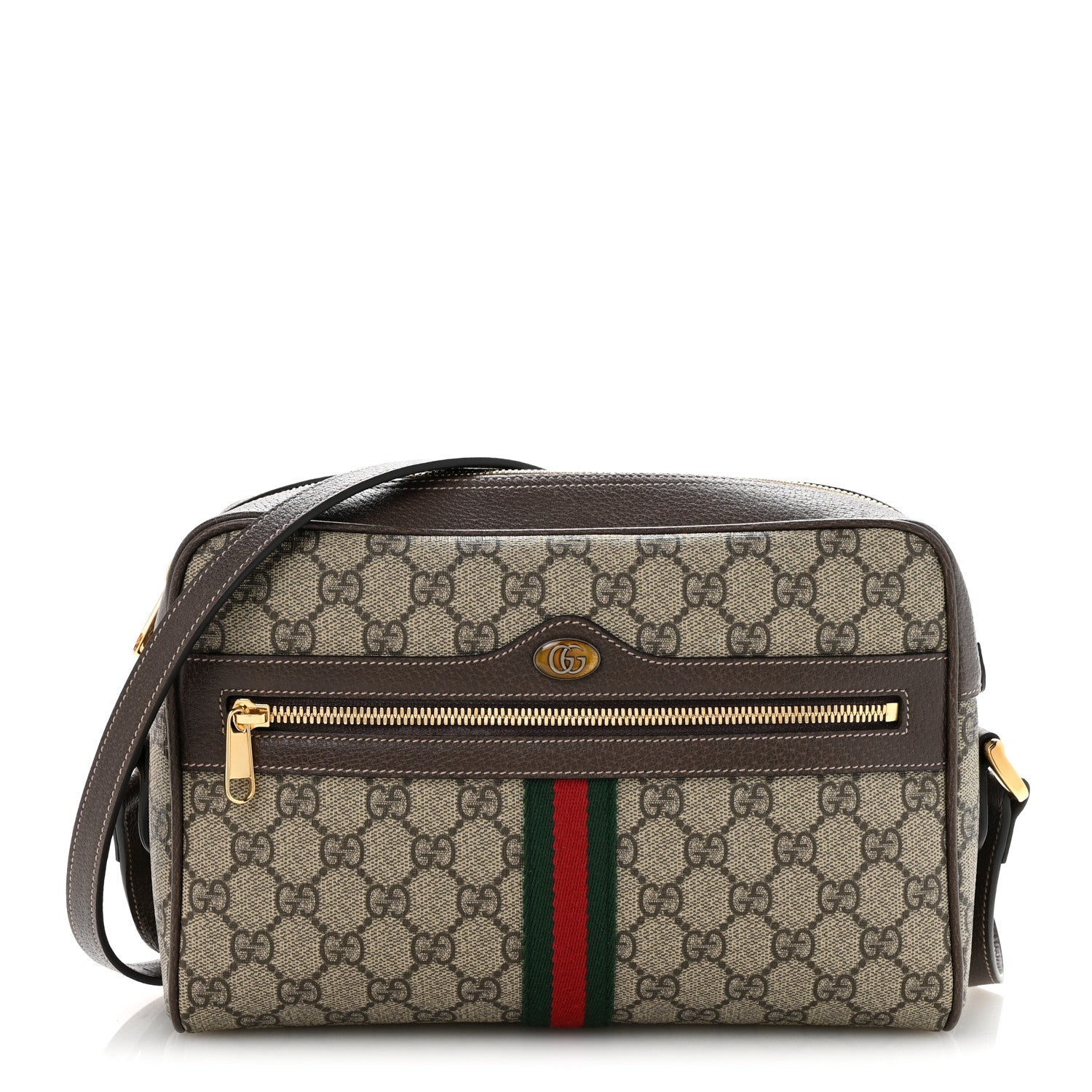 Gucci GG Supreme Monogram Web Small Ophidia Shoulder Bag Brown