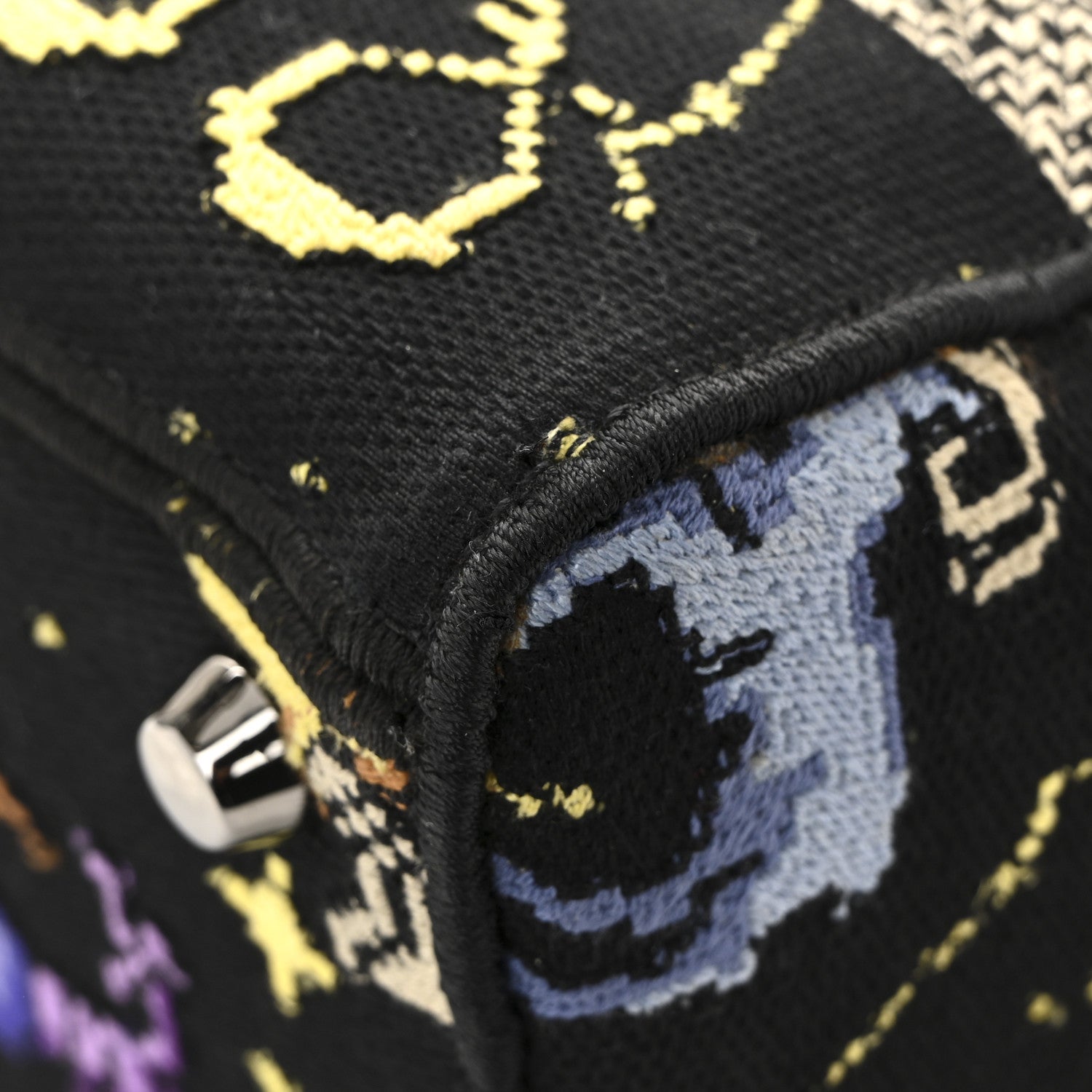Christian Dior Canvas Pixel Zodiac Embroidered Medium Lady D-Lite Nero Multicolor