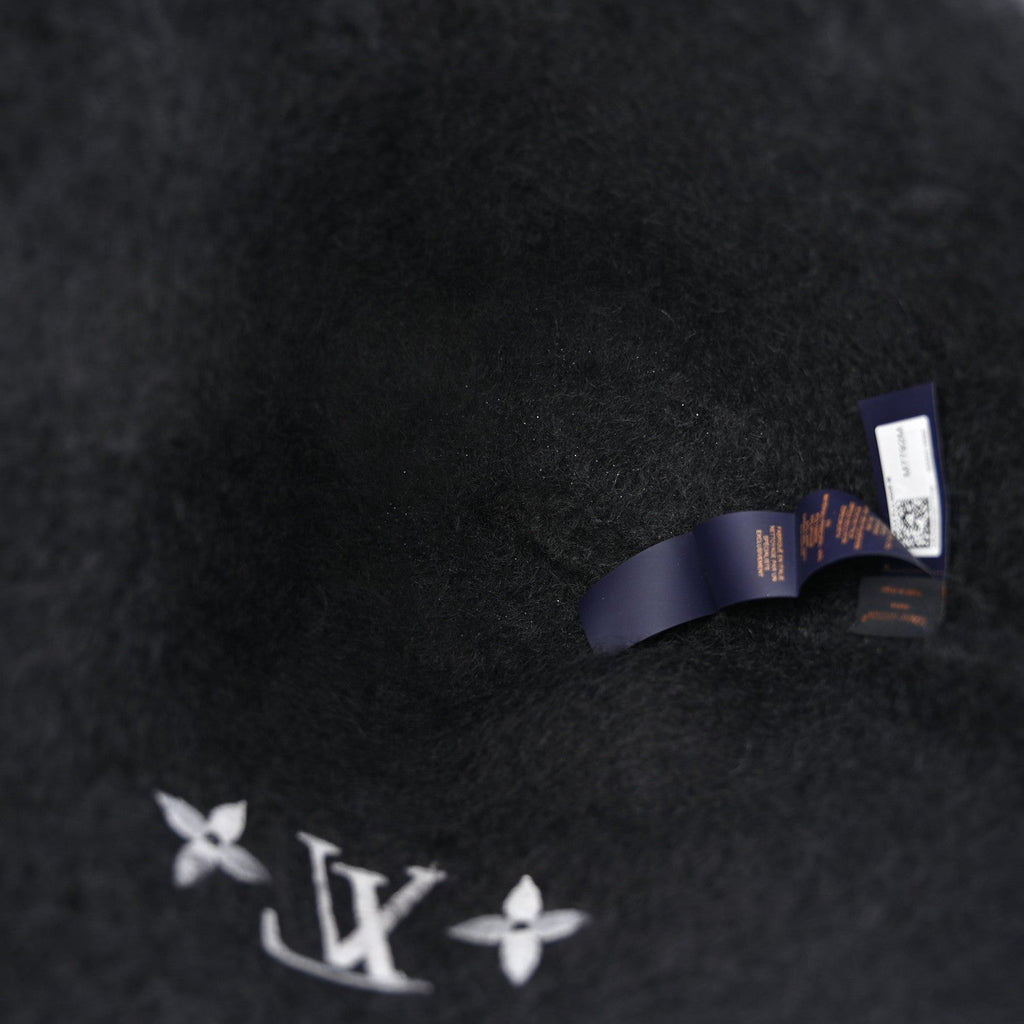 Louis Vuitton Mohair Wool LV Fluffy Hat Black