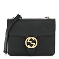 Gucci Dollar Calfskin Small Interlocking G Shoulder Bag Black