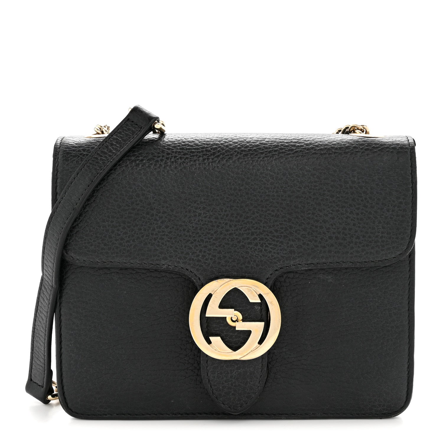 Gucci Dollar Calfskin Small Interlocking G Shoulder Bag Black