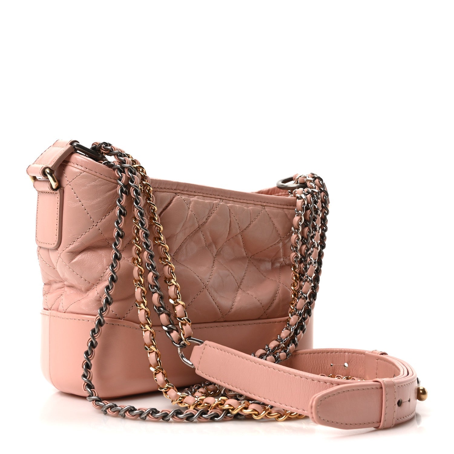 Chanel Aged Calfskin Quilted Small Gabrielle Hobo Pink