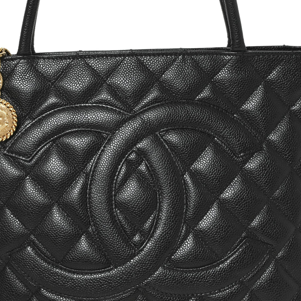 Chanel Caviar Quilted Medallion Tote Black