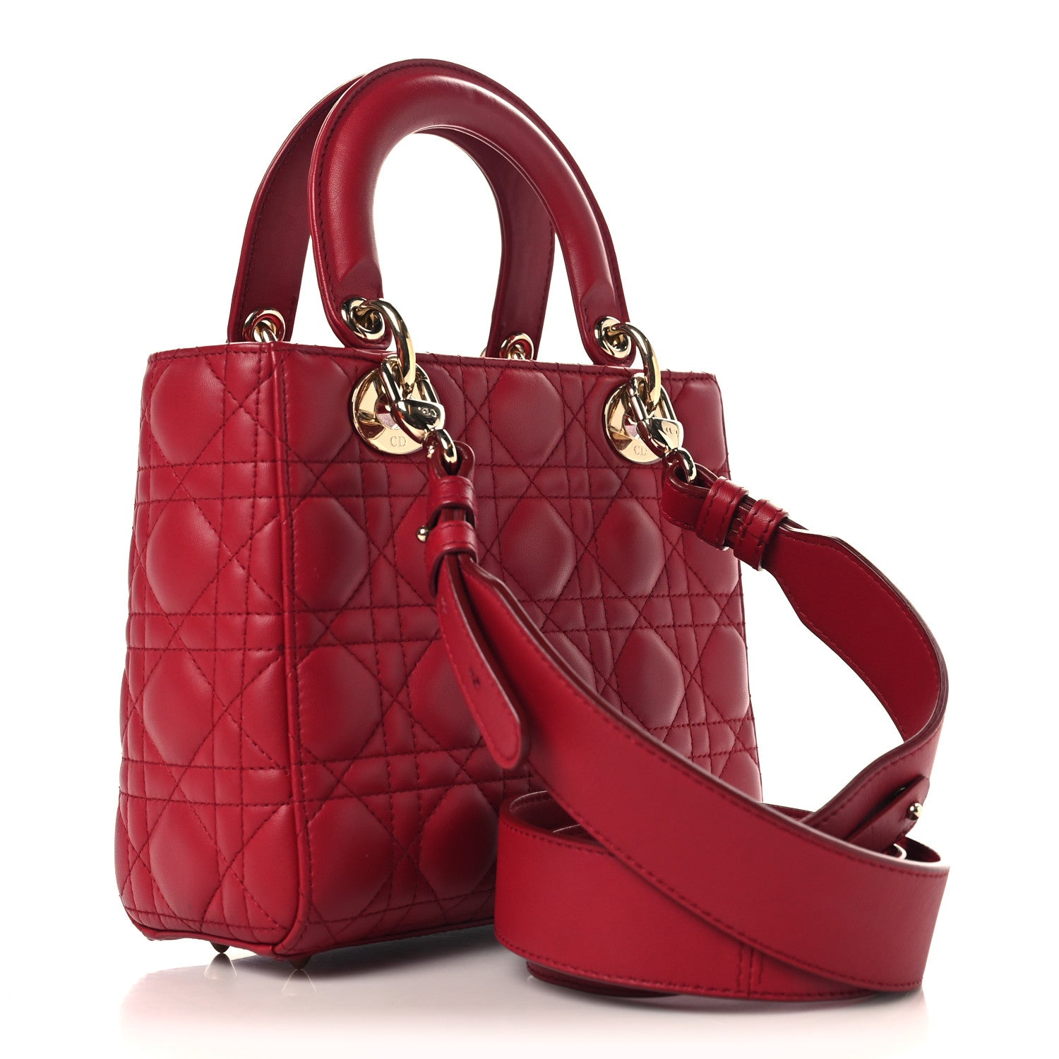 Christian Dior Lambskin Cannage Small My ABCDior Lady Dior Red