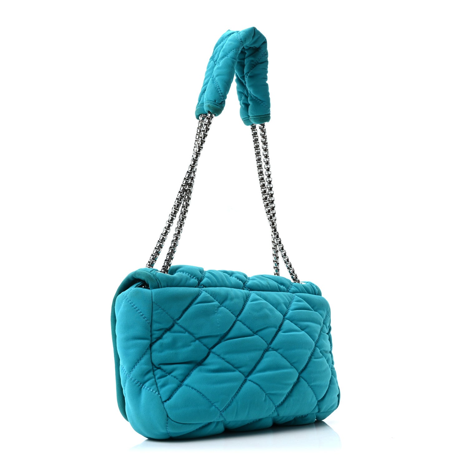 Chanel Nylon Bubble Quilt Medium Flap Turquoise
