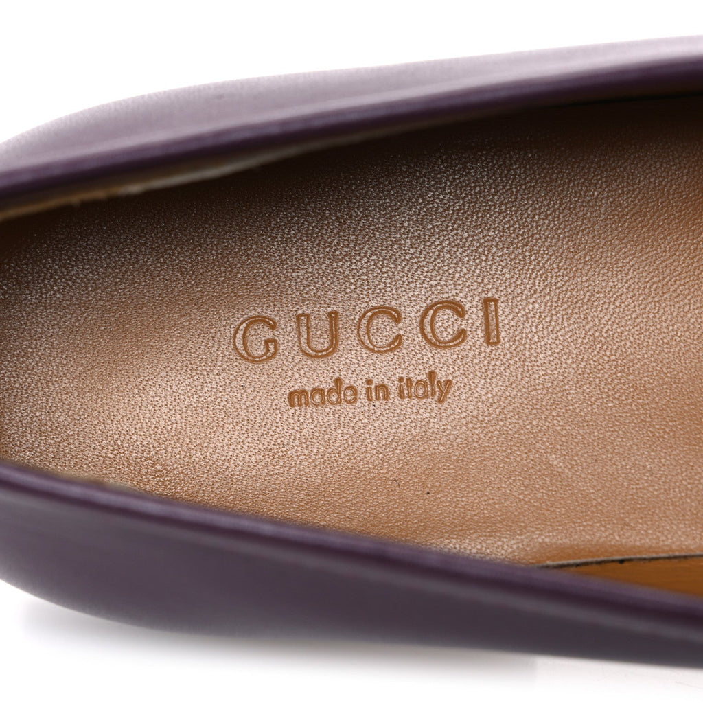 Gucci Real Betis Glamour Calfskin Womens Jordaan Horsebit Loafers 35.5 Shiny Vineyard