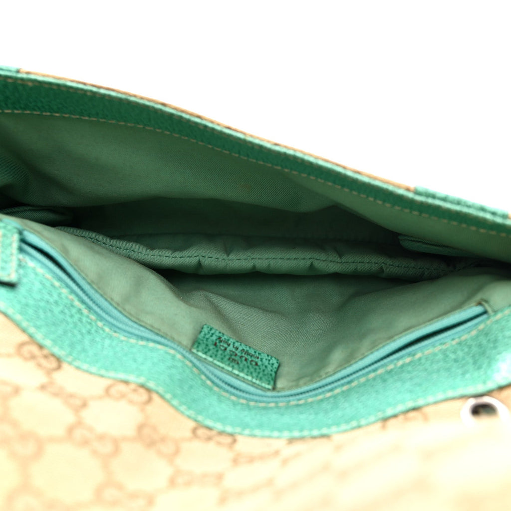 Gucci Monogram Satchel Bag Turquoise