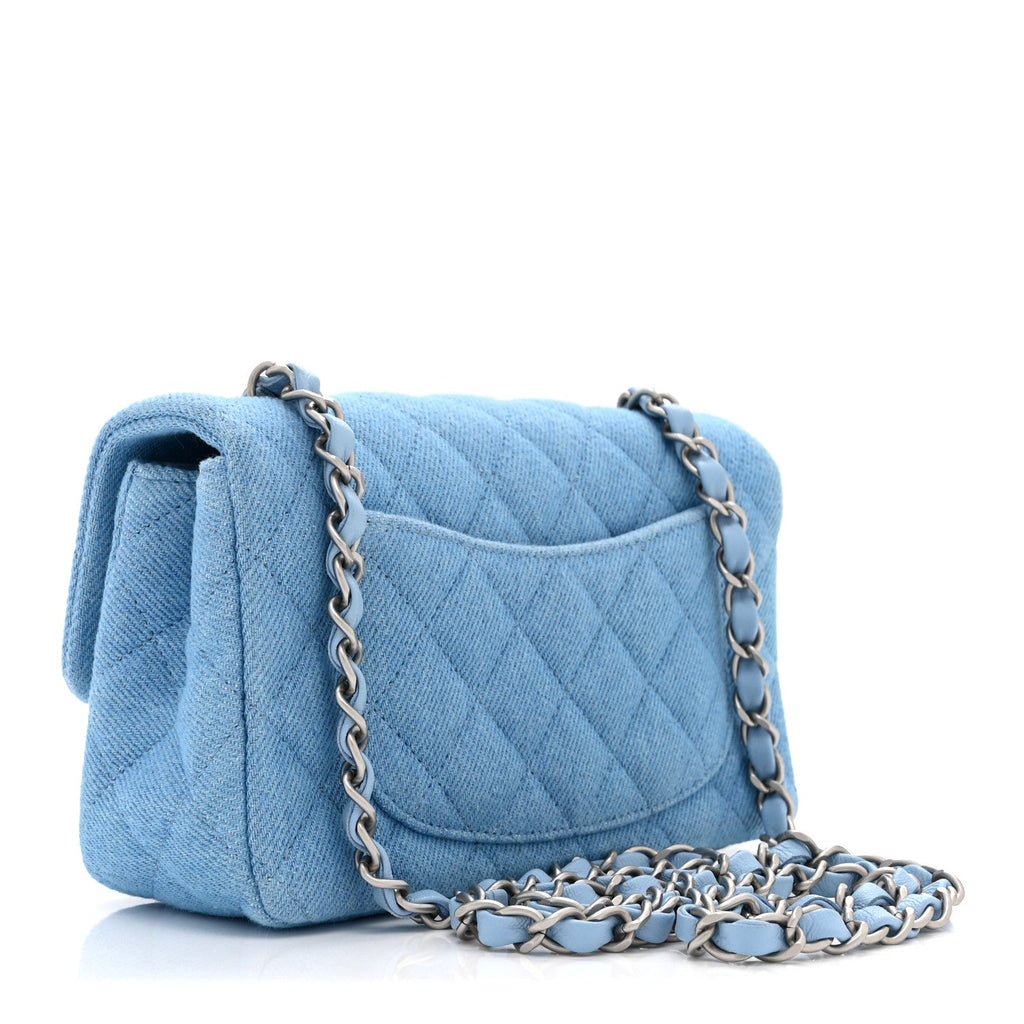 Chanel Denim Quilted Mini Rectangular Flap Blue