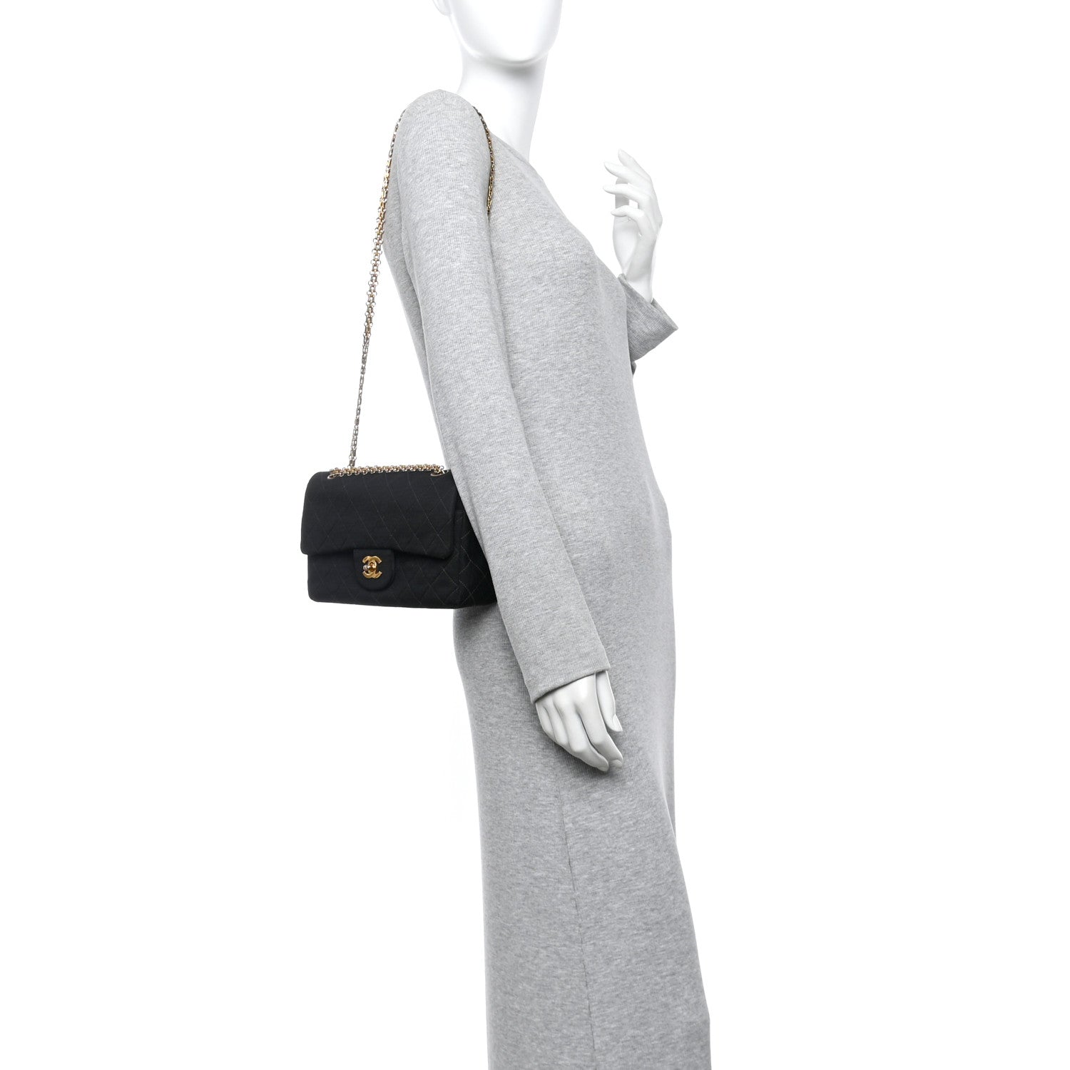 Chanel Jersey Quilted Small Double Flap Black