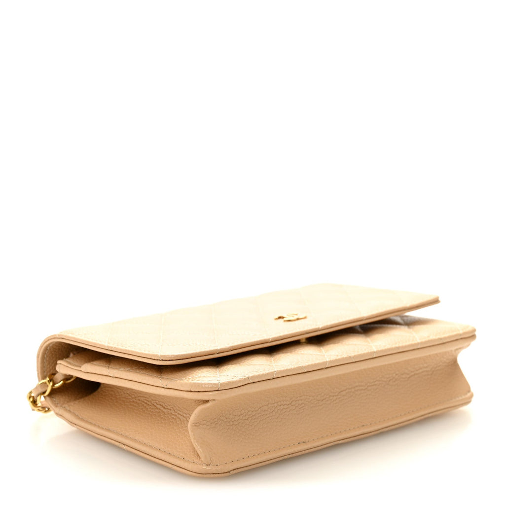 Chanel Caviar Quilted Wallet on Chain WOC Beige