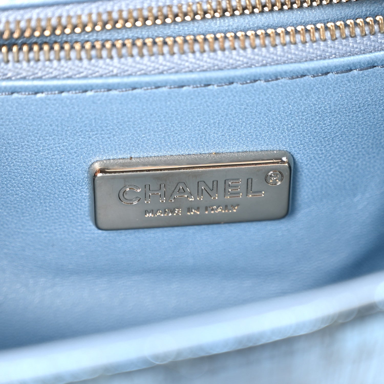 Chanel Metallic Snakeskin CC Flap Bag Blue