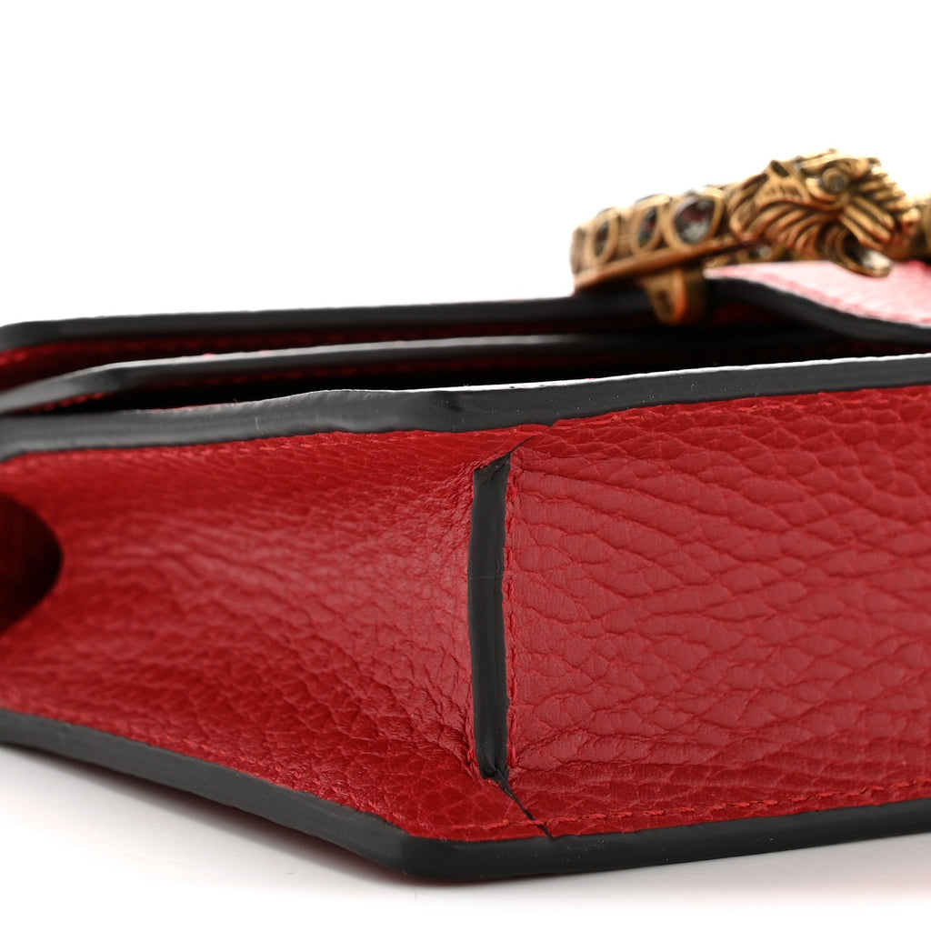 Gucci Calfskin Super Mini Dionysus Shoulder Bag Hibiscus Red