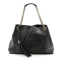 Gucci Pebbled Calfskin Medium Soho Chain Shoulder Bag Black