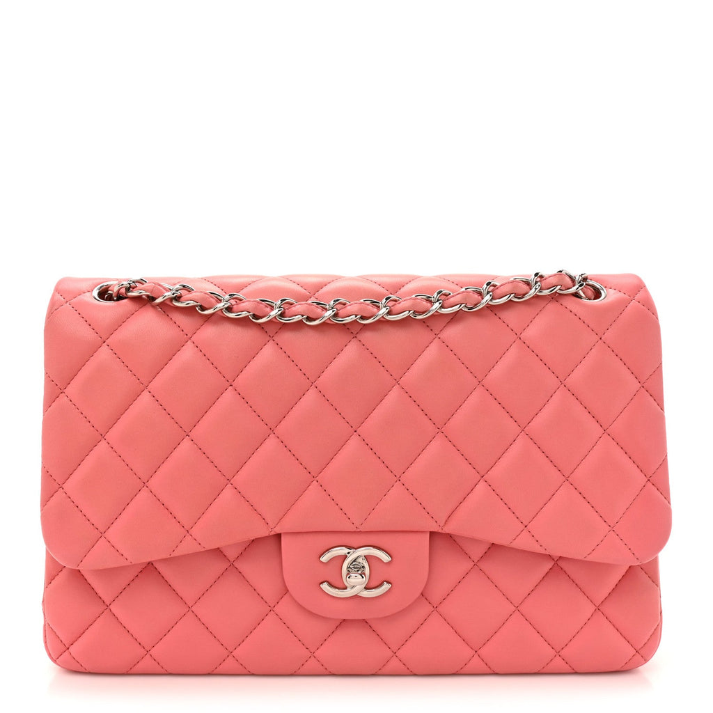 Chanel Lambskin Quilted Jumbo Double Flap Pink