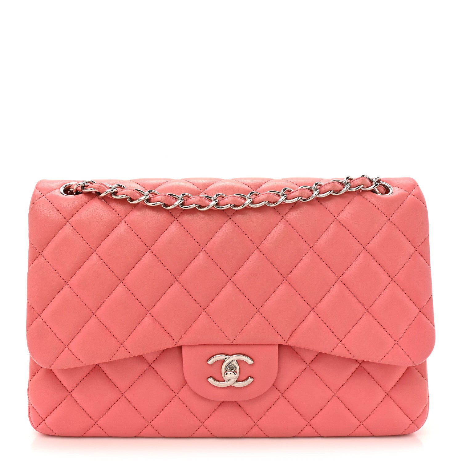 Chanel Lambskin Quilted Jumbo Double Flap Pink