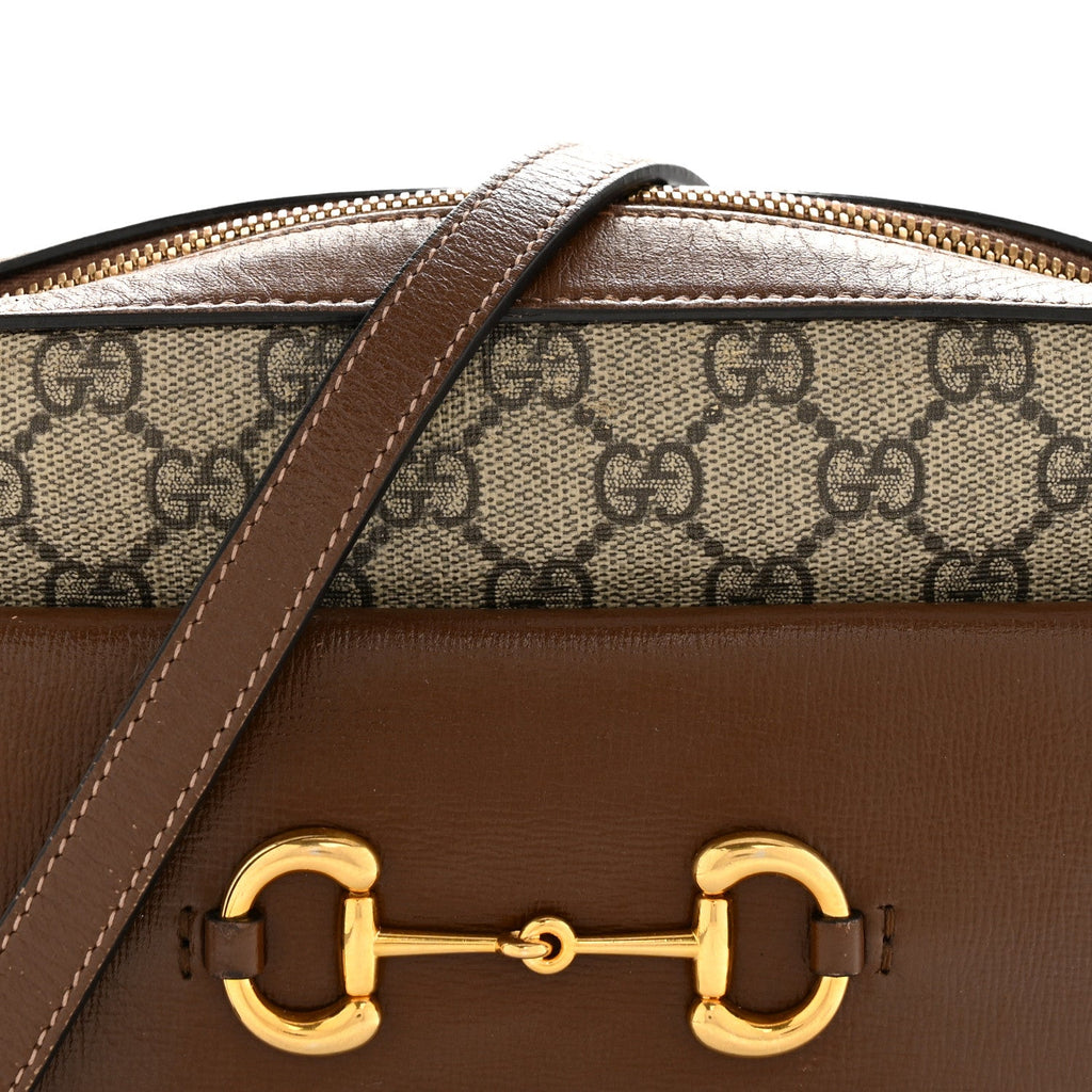 Gucci GG Supreme Monogram Small Horsebit 1955 Shoulder Bag Beige Brown Sugar