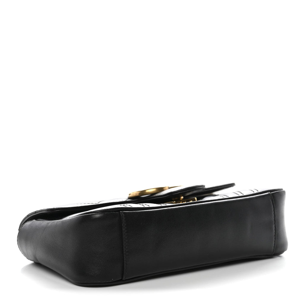 Gucci Calfskin Matelasse Mini GG Marmont Shoulder Bag Black