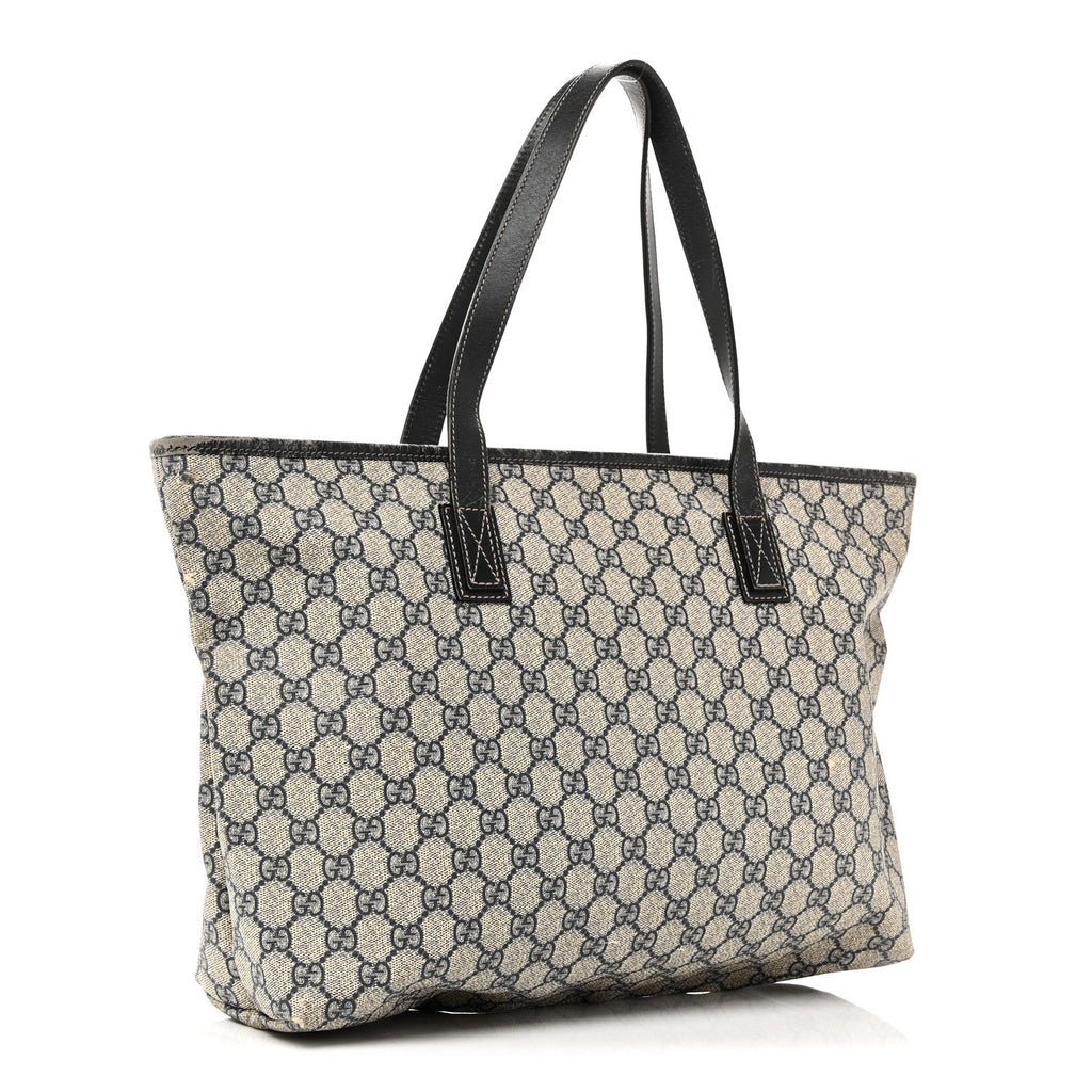 Gucci GG Supreme Monogram Medium Zippered Shopping Tote Navy