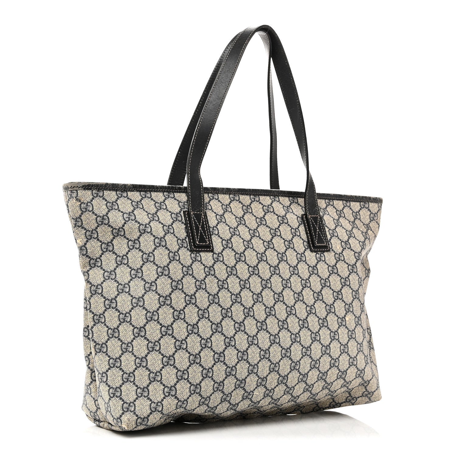 Gucci GG Supreme Monogram Medium Zippered Shopping Tote Navy